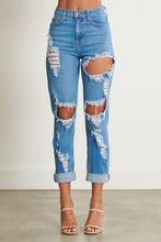 Load image into Gallery viewer, Distressed Boyfriend Jeans