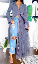 Load image into Gallery viewer, Noir Cascade Tuxedo Gown Dress