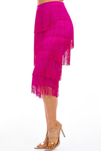 Fuchsia Fringe Skirt