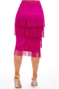 Fuchsia Fringe Skirt