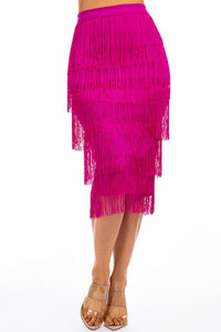 Fuchsia Fringe Skirt