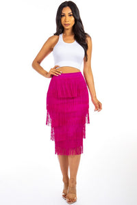 Fuchsia Fringe Skirt