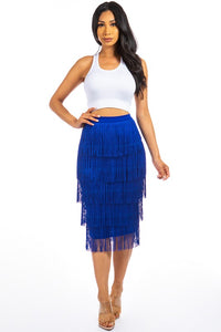 Royal Blue Fringe Skirt