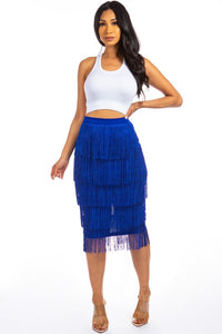 Royal Blue Fringe Skirt