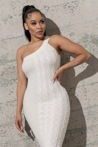 One Shoulder Bodycon Sweater Dress