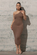 Load image into Gallery viewer, One Shoulder Bodycon Sweater Dress
