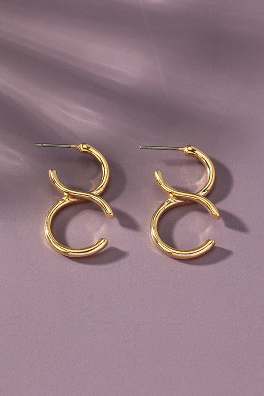 Brass Double C Hoop Earrings