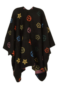 Multi Color Geometric Pattern Poncho