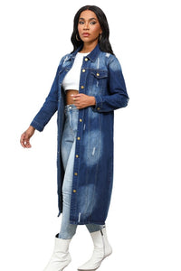 WOMEN MAXI LONG DENIM JACKET